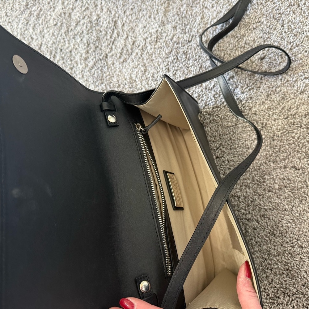 Valentino Black Leather Clutch with Studded Logo - Picture 3 of 6